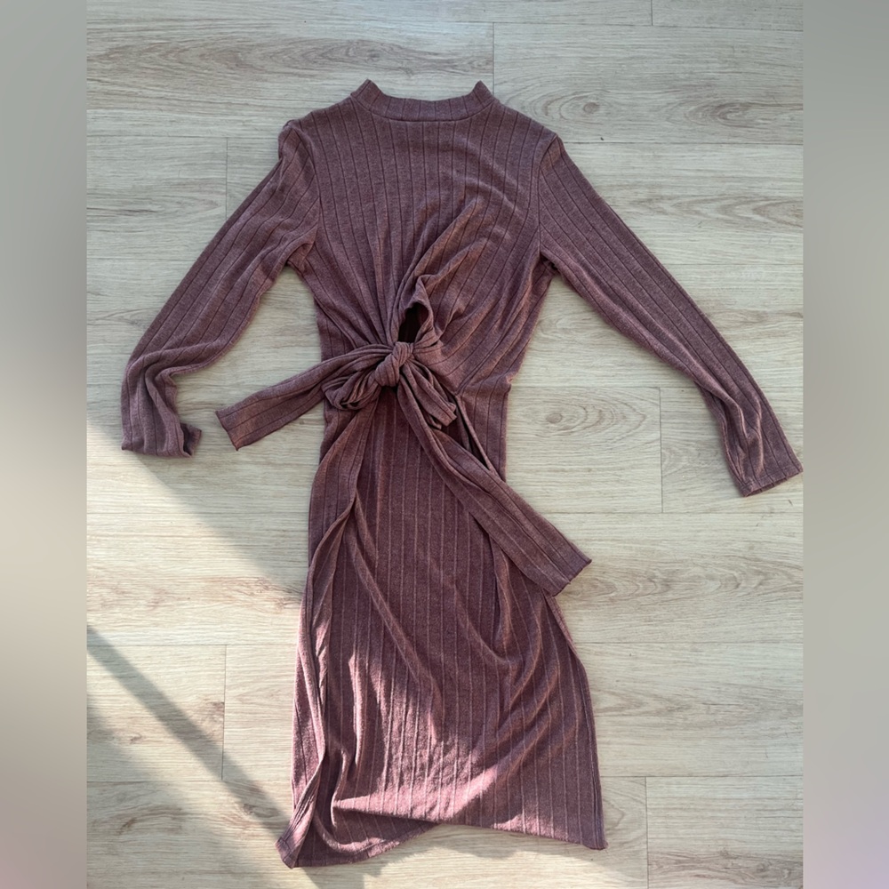 Purple Ribbed Tie Front Crop Top